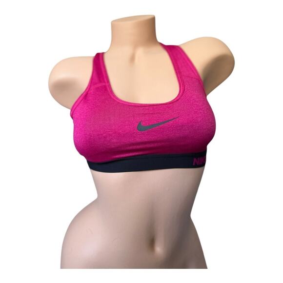 Nike Pro Classic Padded Sports Bra extra small Pink & black elastic band & logo - Picture 4 of 11